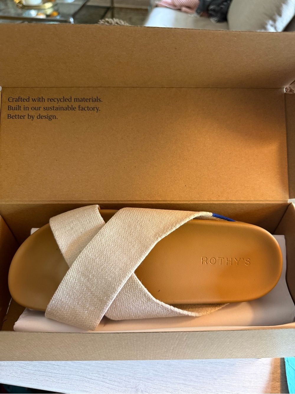 Rothy's Women's Cream Cross-Strap Slide NIB